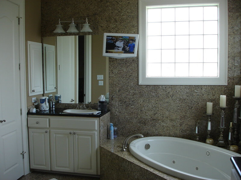 TV wall mounting in Bathroom - Quality Bathroom Renos Sydney