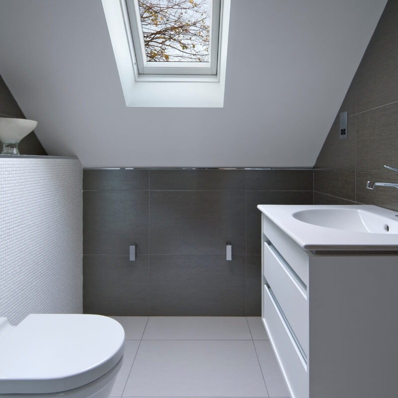 bathroom with skylight bathroom lighting