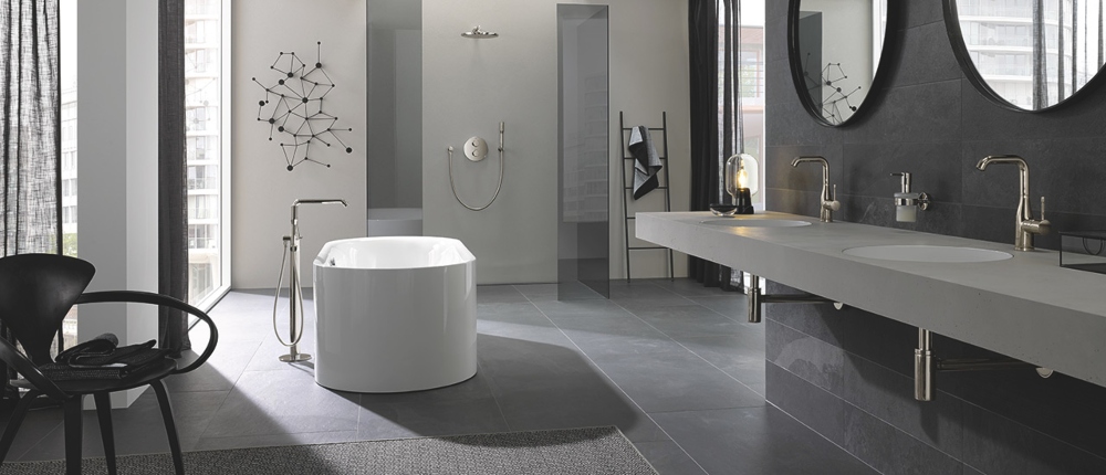 Modern bathroom featuring Grohe bathroom products throughout, as part of Sydney bathroom renovations with Grohe
